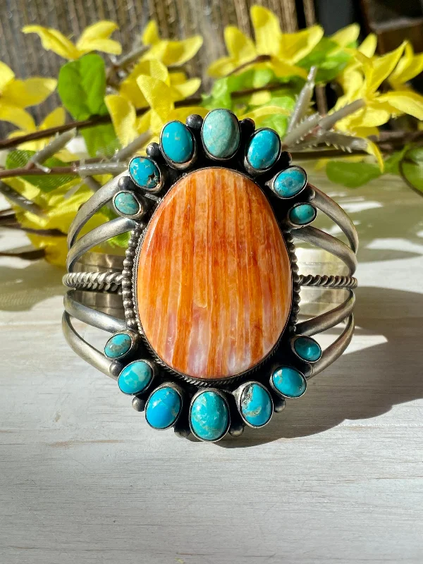 Women's Beaded Cuff Bracelets in Bohemian Style with Multiple Colors for a Summer LookPaul Livingston Spiny Oyster & Kingman Turquoise Sterling Silver Cuff Bracelet