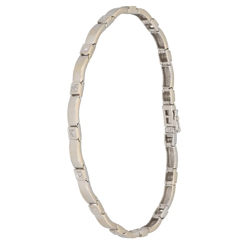 Leather - Wrapped Bangles with Studded Details for a Rock - Chic Vibe9ct White Gold 0.30ct Diamond Fancy Stone Set Bracelet