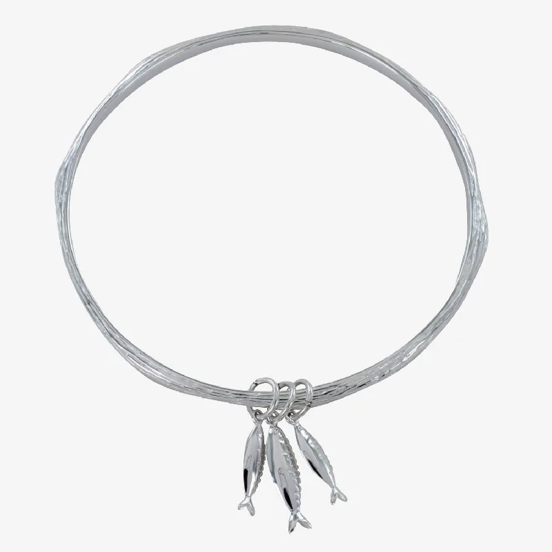 Children's Bangle Bracelets with Animal - Shaped Charms for a Cute AccessoryLittle Fishes Sterling Silver Bangle