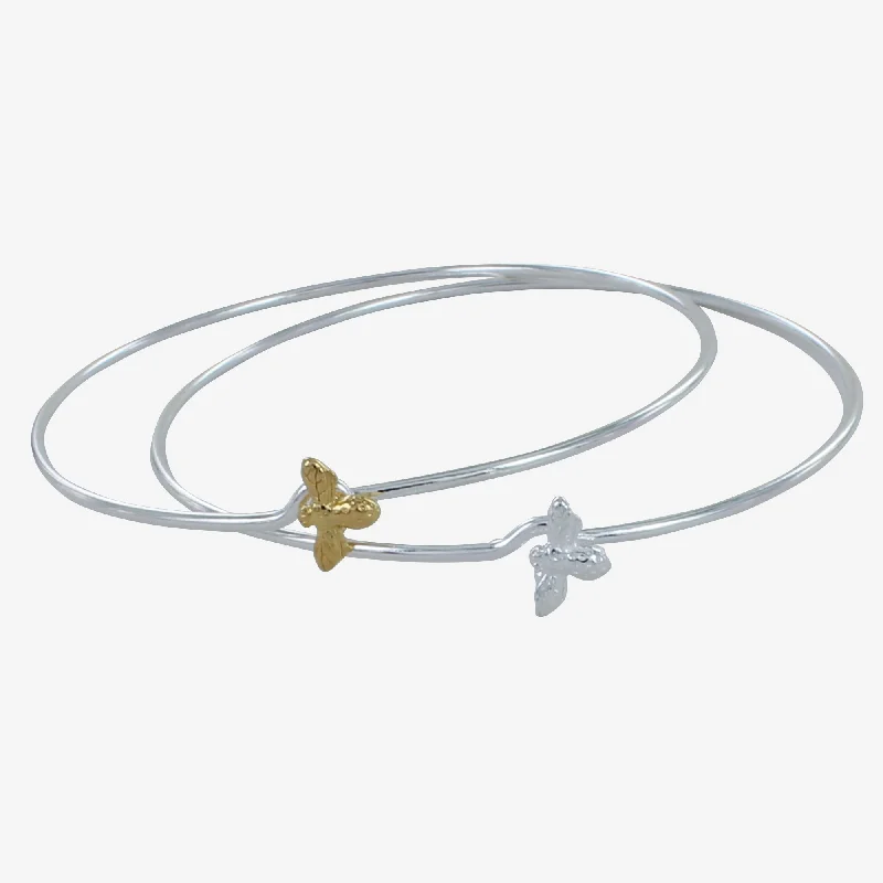 Adjustable Bangle Bracelets with Magnetic Closures for Easy Wear and RemovalSterling Silver Bumble Bee Bangle