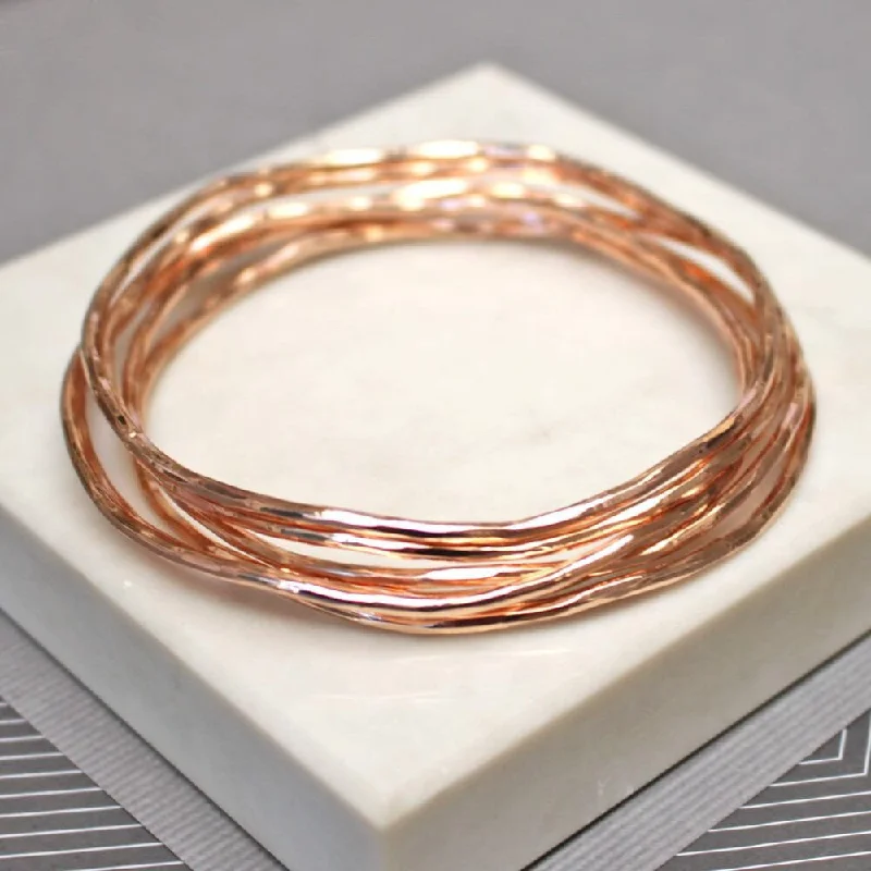 Bangle Sets with Mix - and - Match Patterns for a Versatile AccessoryRose Gold Stacking Bangles