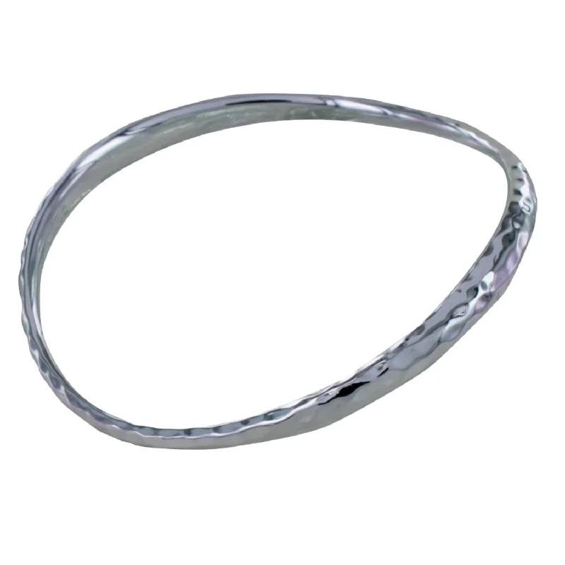 Plus Size Women's Wide Bangle Bracelets in Matte Finish for a Statement PieceSterling Silver Ripple Bangle