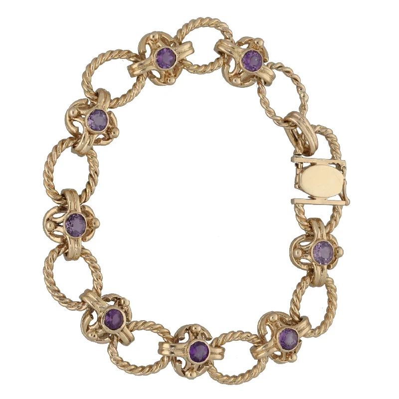 Rose Gold - Plated Bangles with Cubic Zirconia for a Glamorous Touch9ct Gold Amethyst Fancy Stone Set Bracelet