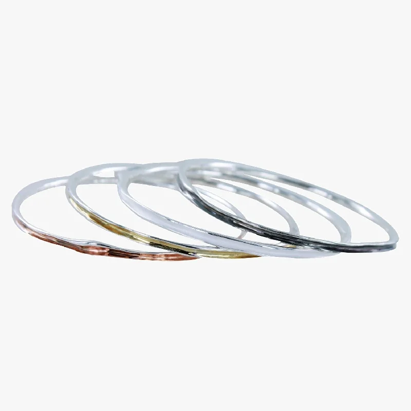 Children's Bangle Bracelets with Animal - Shaped Charms for a Cute AccessorySterling Silver Tri Colour Bangle