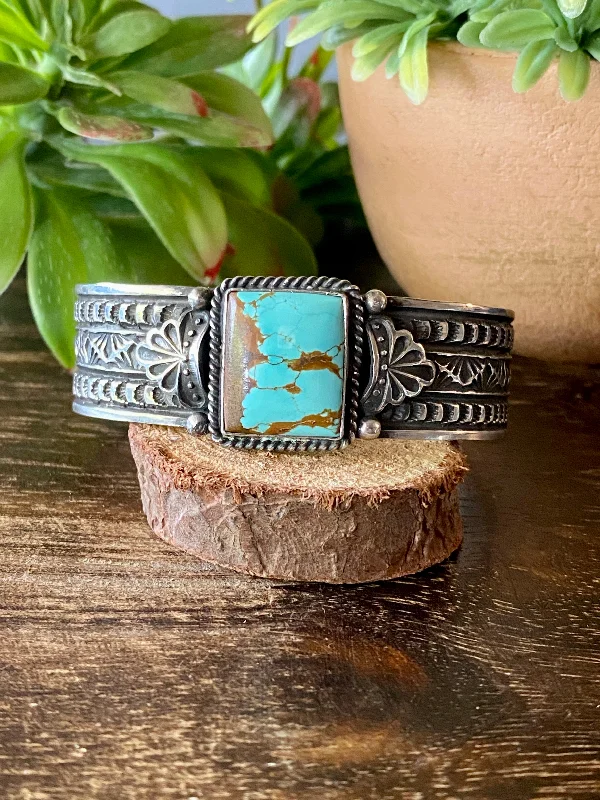 Women's Cuff Bracelets with Celtic Knot Patterns for a Mysterious and Cultural AppealSunshine Reeves #8 Turquoise & Sterling Silver Cuff Bracelet