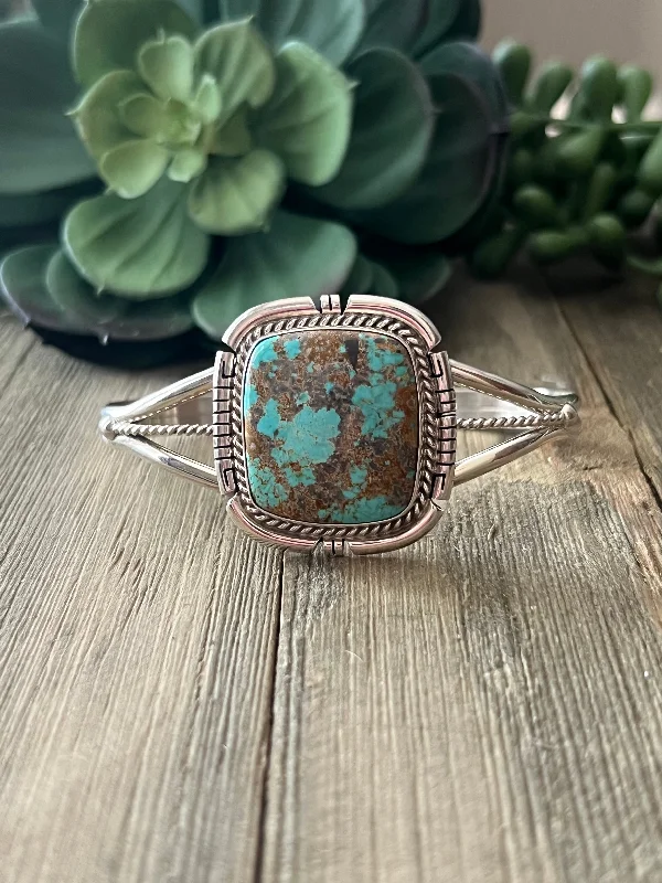 Stackable Women's Cuff Bracelets in Different Sizes and Materials for Layered StylingDavid Skeets Kingman Turquoise & Sterling Silver Cuff Bracelet