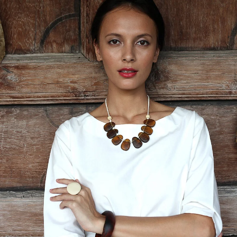 Pearl - Adorned Bangle Bracelets with Delicate Silver ChainsHoi An Resin Bangle