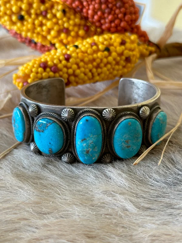 Women's Beaded Cuff Bracelets in Bohemian Style with Multiple Colors for a Summer LookCalvin Martinez Valley Blue Turquoise & Sterling Silver Cuff Bracelet