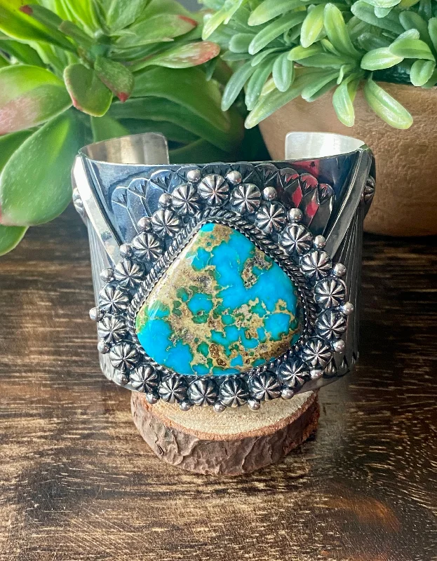 Vintage - Inspired Women's Cuff Bracelets with Filigree Work for a Retro AppealMarq Chaves Sonoran Gold Turquoise & Sterling Silver Cuff Bracelets