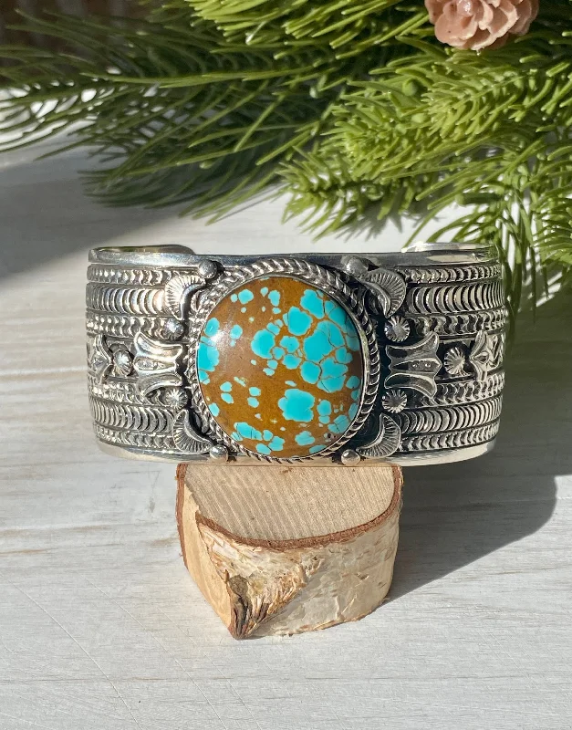 Gold - Plated Women's Cuff Bracelets with Precious Gemstone Inlays for Luxury and EleganceJereme Delgarito Natural Pilot Mountain Turquoise & Sterling Silver Cuff Bracelet