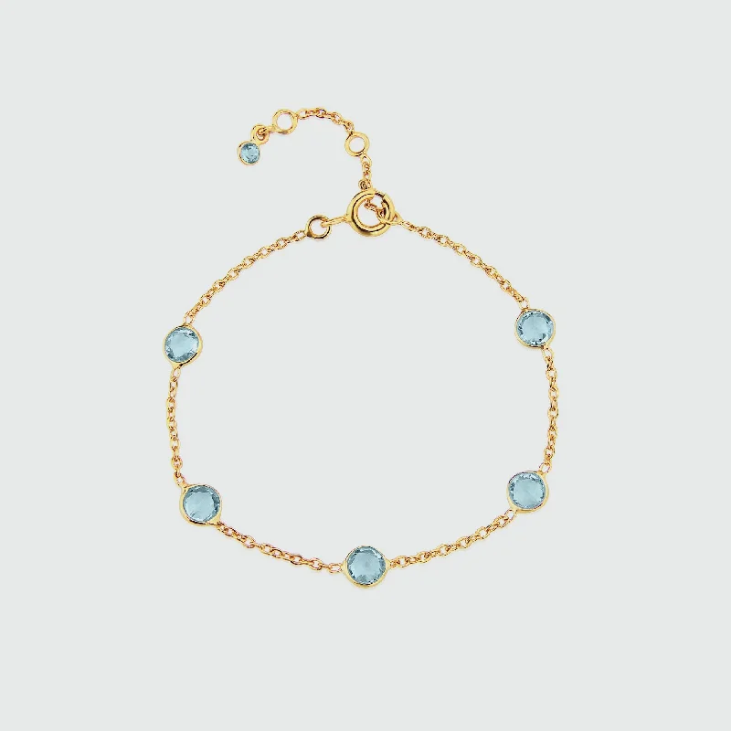 Pearl - Adorned Bangle Bracelets with Delicate Silver ChainsAntibes Blue Topaz & Gold Vermeil Bracelet