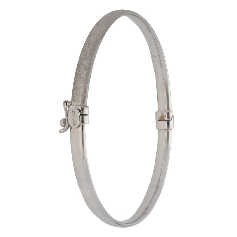 Children's Bangle Bracelets with Animal - Shaped Charms for a Cute Accessory14ct White Gold Hinged/Clasp Bangle