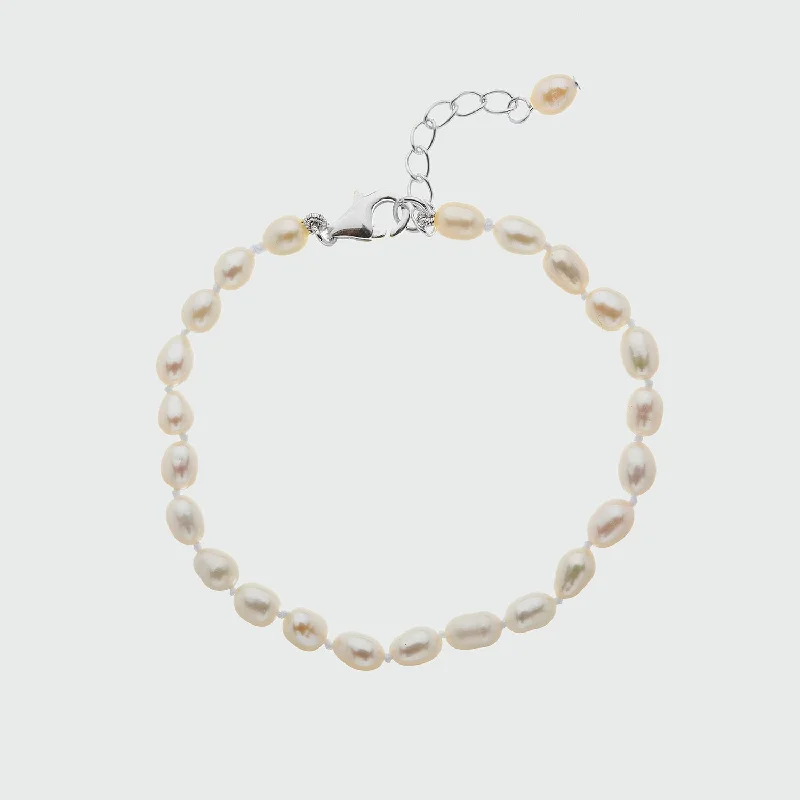 Solid Gold Bangles with Intricate Floral Engravings for a Luxurious LookGloucester Mini Pearl & Silver Bracelet