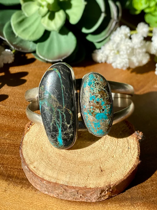 Gold - Plated Women's Cuff Bracelets with Precious Gemstone Inlays for Luxury and ElegancePaul Livingston Mixed Turquoise & Sterling Silver Cuff Bracelet