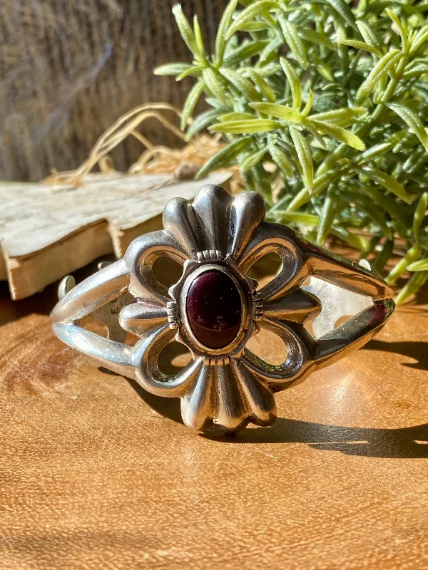 Large - Sized Women's Leather Cuff Bracelets with Studded Details for a Punk - Rock VibeVintage Rose A Chee Purple Spiny & Sterling Silver Cuff Bracelet