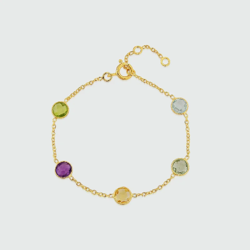 Bangle Bracelets with Adjustable Screw - Closures for a Secure FitChennai Multi Gemstone & Gold Vermeil Bracelet