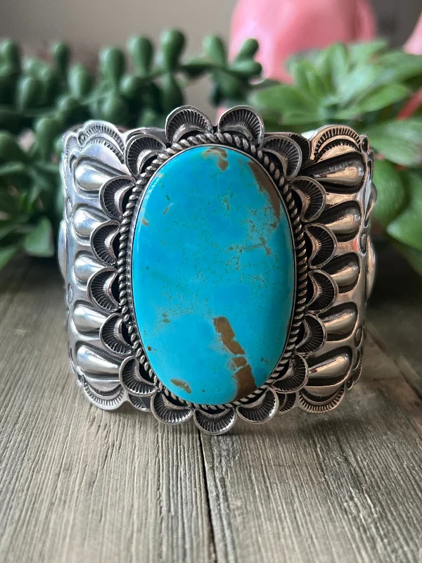 Vintage - Inspired Women's Cuff Bracelets with Filigree Work for a Retro AppealAlex Sanchez Natural Royston Turquoise & Sterling Silver Cuff Bracelet