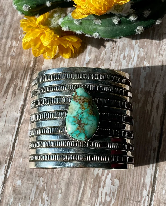 Women's Sterling Silver Cuff Bracelets with Engraved Floral Patterns for a Romantic LookAlex Sanchez Royston Turquoise & Sterling Silver Cuff Bracelet