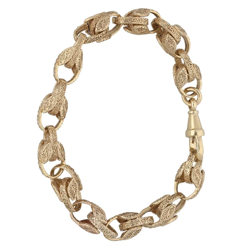 Solid Gold Bangles with Intricate Floral Engravings for a Luxurious Look9ct Gold Tulip Bracelet