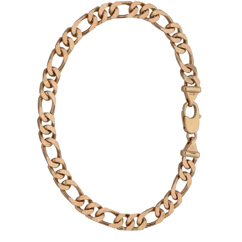 Rose Gold - Plated Bangles with Cubic Zirconia for a Glamorous Touch9ct Gold Figaro Bracelet