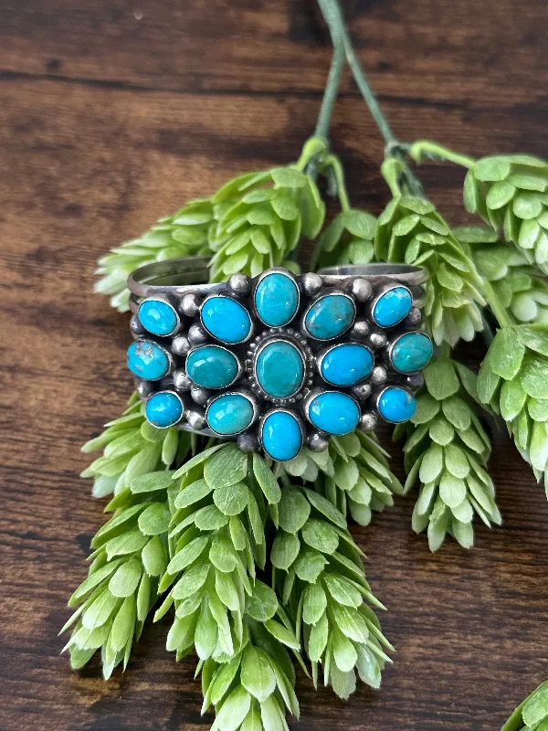 Vintage - Inspired Women's Cuff Bracelets with Filigree Work for a Retro AppealKathleen Chavez Kingman Turquoise & Sterling Silver Cuff Bracelet