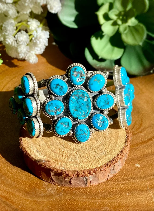 Women's Cuff Bracelets with Tassel Decorations for a Boho - Chic StyleZia Navajo Made Kingman Turquoise & Sterling Silver Cuff Bracelet