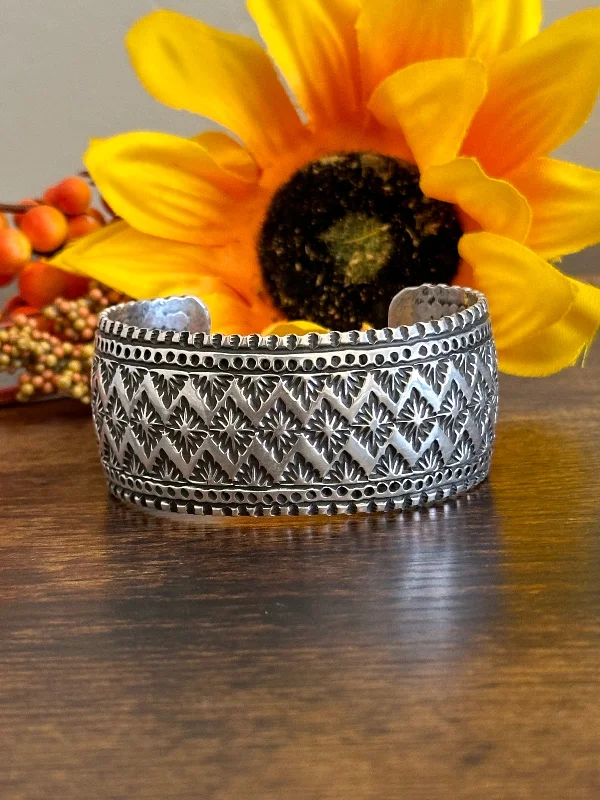 Women's Cuff Bracelets with Tassel Decorations for a Boho - Chic StyleNavajo Made Sterling Silver Cuff Bracelet