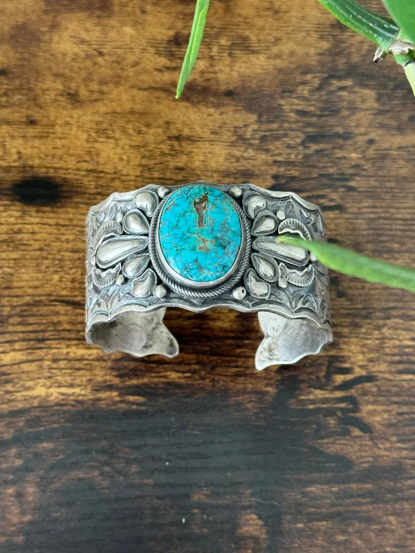 Women's Cuff Bracelets with Hamsa Hand Charms for Protection and Good LuckSheila Tso Kingman Turquoise & Sterling Silver Cuff Bracelet