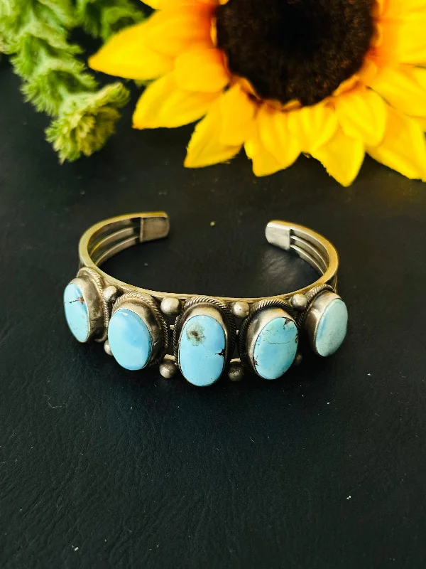 Enamel - Painted Women's Cuff Bracelets in Bold Colors for a Pop of ColorKathleen Chavez Golden Hills Turquoise & Sterling Silver Cuff Bracelet