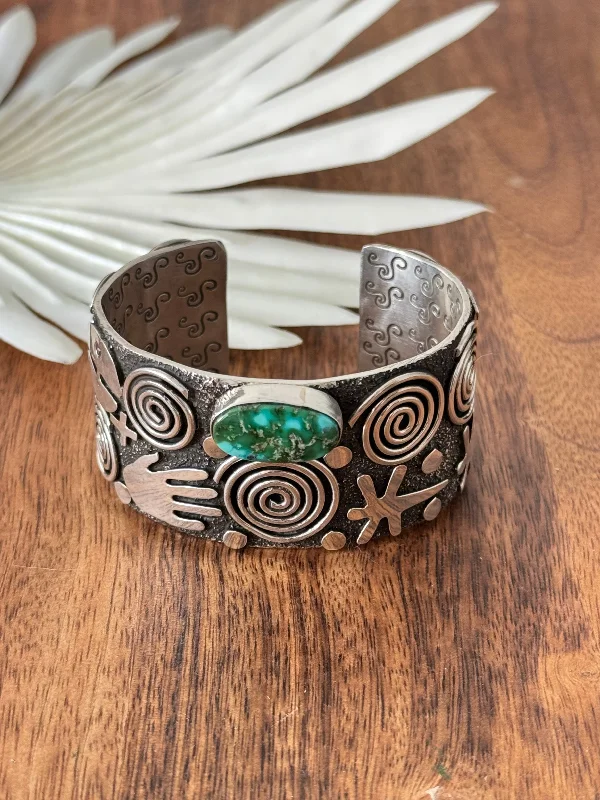 Stackable Women's Cuff Bracelets in Different Sizes and Materials for Layered StylingAlex Sanchez Sonoran Mountain Turquoise & Sterling Silver Cuff Bracelet