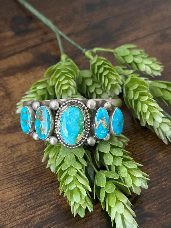 Silk - Wrapped Women's Cuff Bracelets in Soft Pastels for a Delicate and Elegant AppearanceKathleen Chavez Sonoran Mountain Turquoise & Sterling Silver Cuff Bracelet