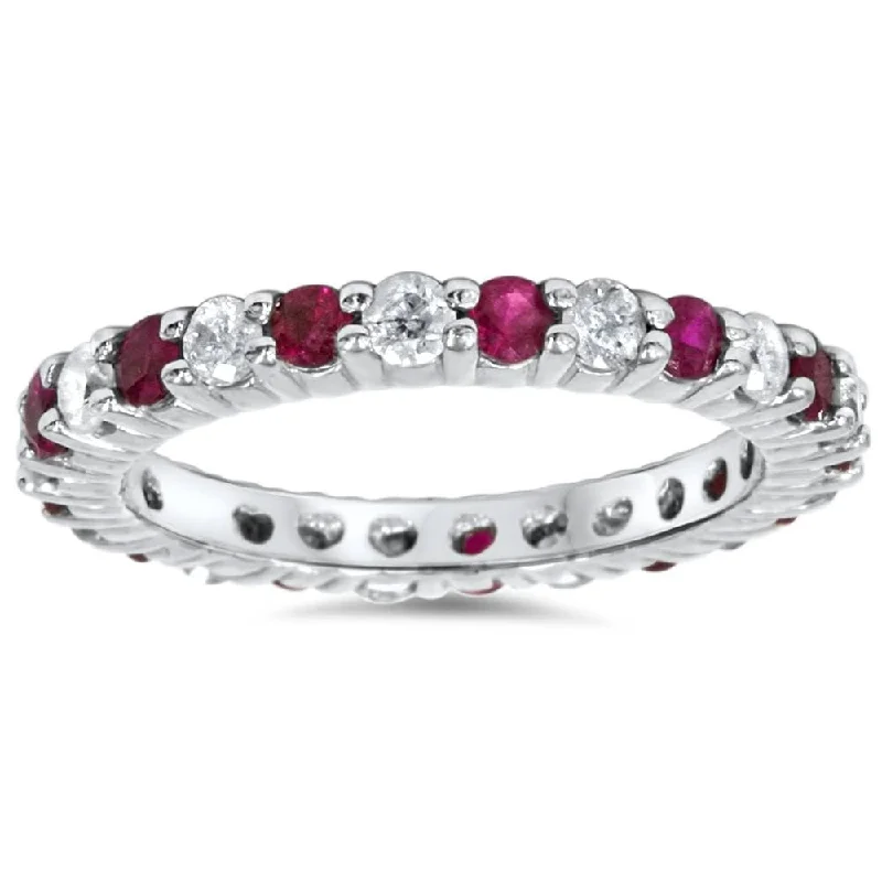 Men's Carbon Fiber - Inlaid Wedding Bands in Stainless Steel for a High - Tech and Stylish Design1 1/2ct Ruby & Diamond Eternity Ring White Gold