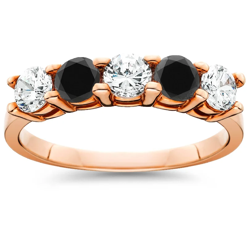 Infinity - Symbol Wedding Bands in Rose Gold with Small Diamonds for a Romantic and Symbolic Gesture1 1/4 cttw Black & White Diamond Wedding Anniversary 5-Stone Ring Rose Gold