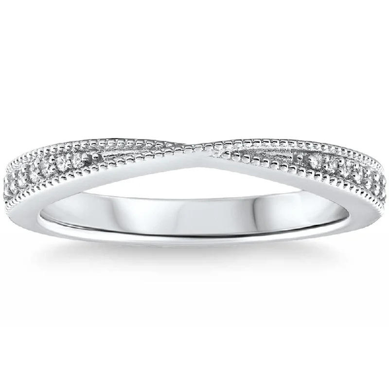 Art Deco - Inspired Wedding Bands with Geometric Patterns in Platinum for a Retro and Glamorous Style1/10Ct Diamond Wedding Contour Anniversary Ring in Gold Lab Grown