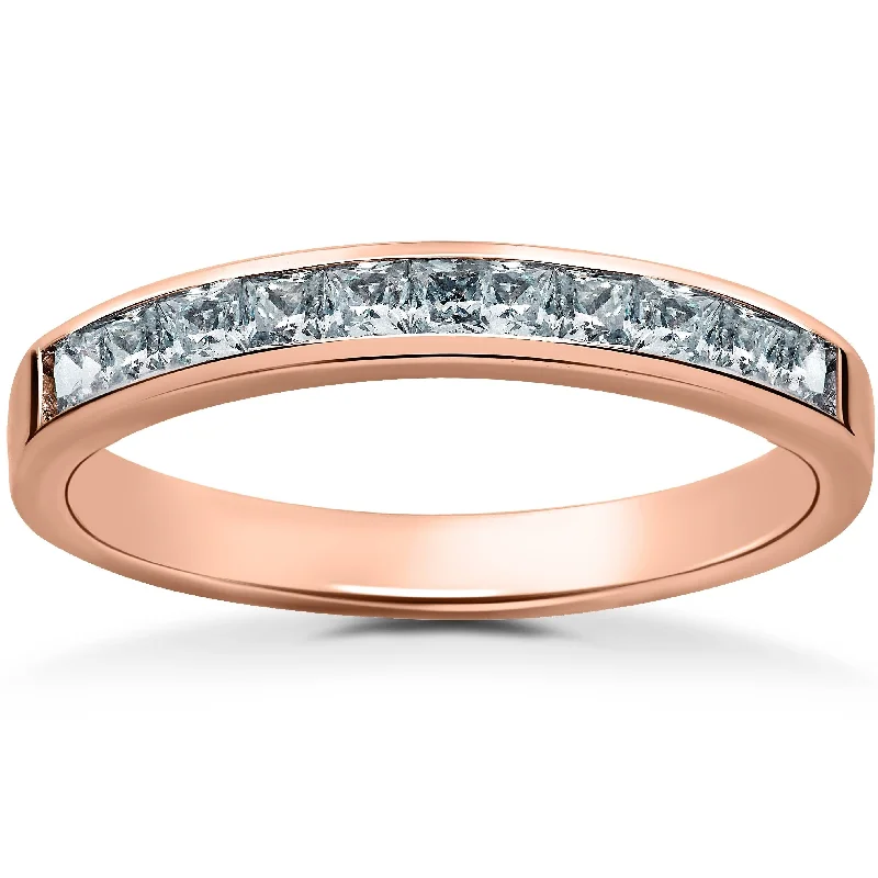 Vintage - Style Filigree Wedding Bands in 14K Gold for a Romantic and Antique - Inspired Aesthetic1/2ct Princess Cut Diamond Wedding Ring 14K Rose Gold