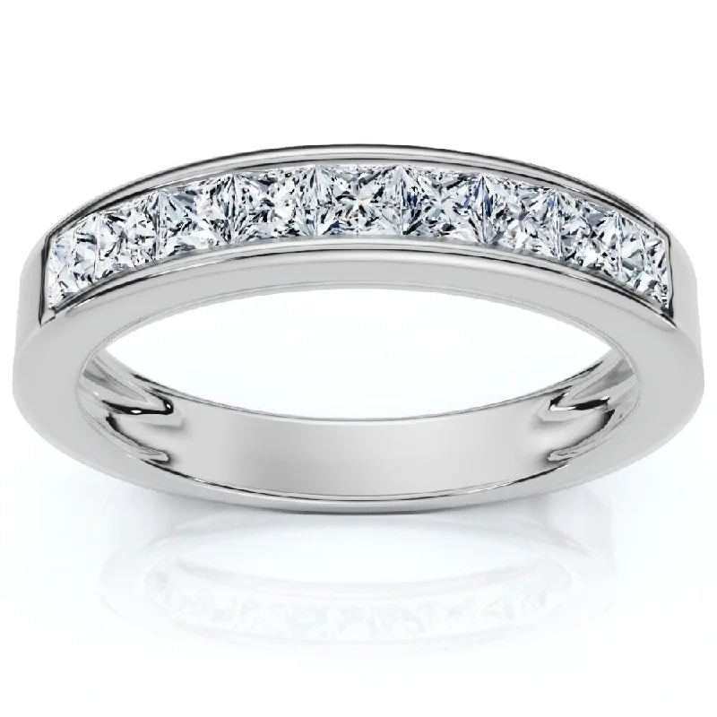 Art Deco - Inspired Wedding Bands with Geometric Patterns in Platinum for a Retro and Glamorous Style1/2Ct Princess Cut Diamond Wedding Ring Gold Channel Set Lab Grown