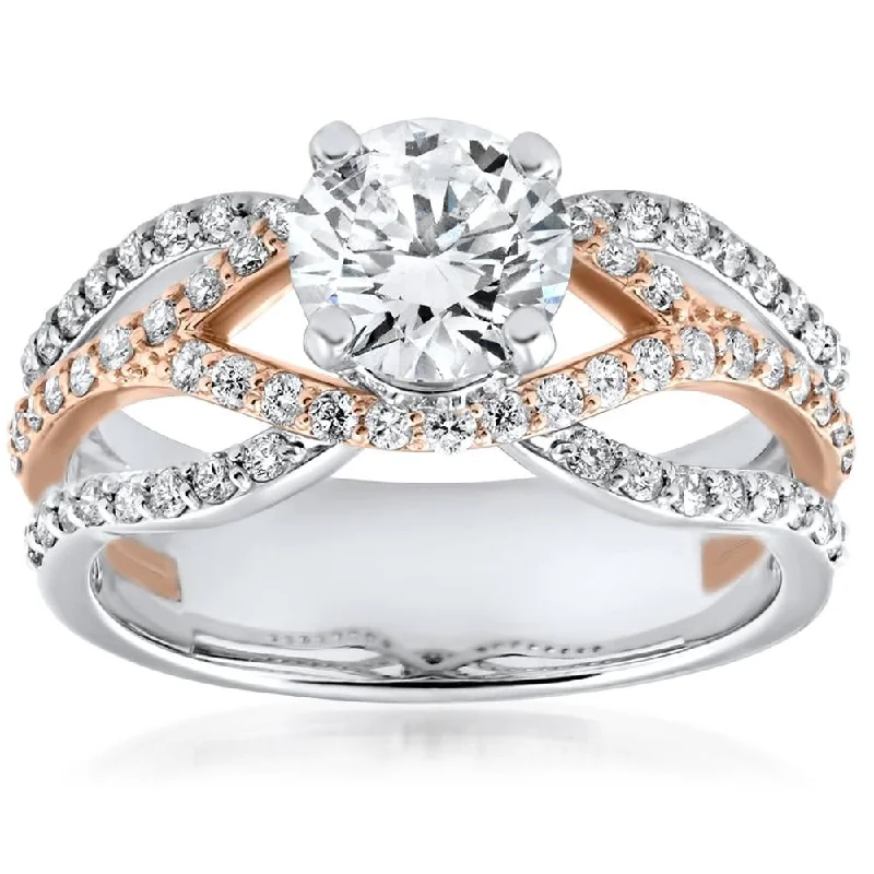 Platinum Celtic - Inspired Wedding Bands with Intricate Knotwork Patterns for a Symbolic and Stylish Choice1 3/4ct Diamond Multi Row 1ct Center Engagement Ring Rose Gold Enhanced