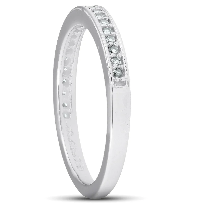 Laser - Etched Floral Design Wedding Bands in Palladium for a Delicate and Intricate Look1/3ct Diamond Ring White Gold