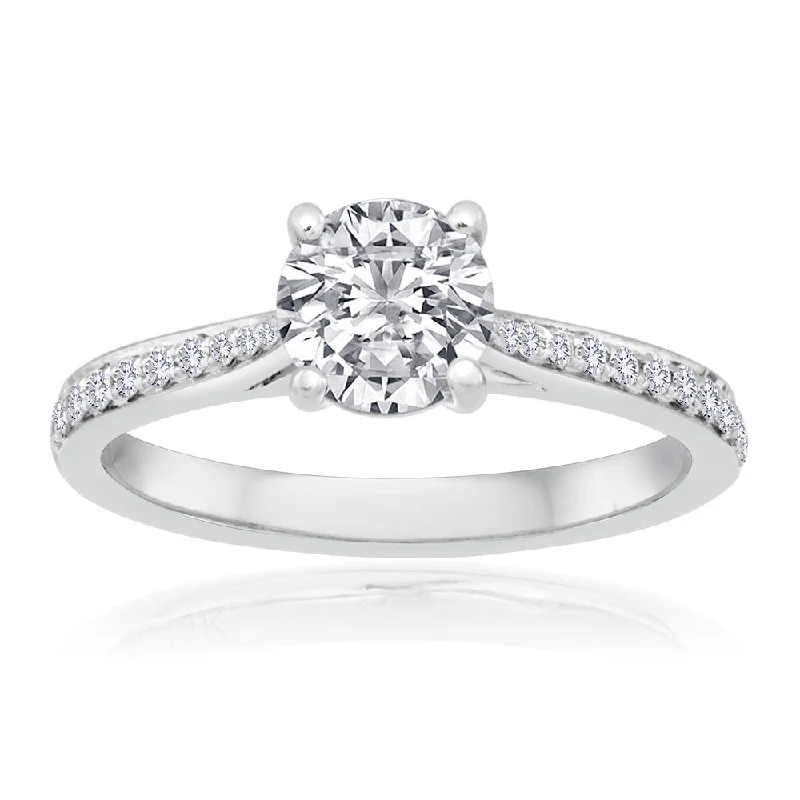 Solitaire Engagement Rings with a High - Clarity Round Diamond and Tapered Band14k Gold Pave Diamond Engagement Ring