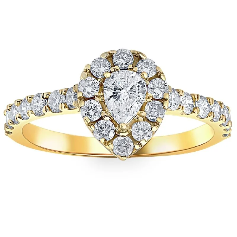 Sapphire - and - Diamond - Accented Wedding Bands in Platinum for a Royal and Sophisticated Look1Ct Pear Shape Diamond Halo Engagement Ring in White, Yellow, or Rose Gold