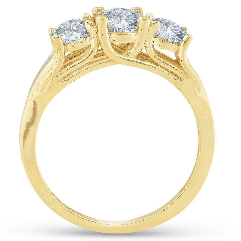 Adjustable - Fit Wedding Bands in Gold - Plated Metal for a Comfortable and Custom - Fitting Option1ct Three Stone Round Diamond Engagement Ring Yellow Gold