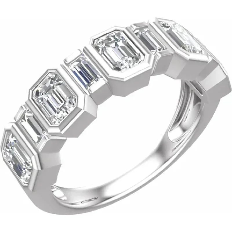 Two - Tone Gold and Silver Wedding Bands with a Twist Design for a Contemporary and Eye - Catching Style2.00Ct Emerald Cut Wedding Ring Anniversary Band Gold Lab Grown