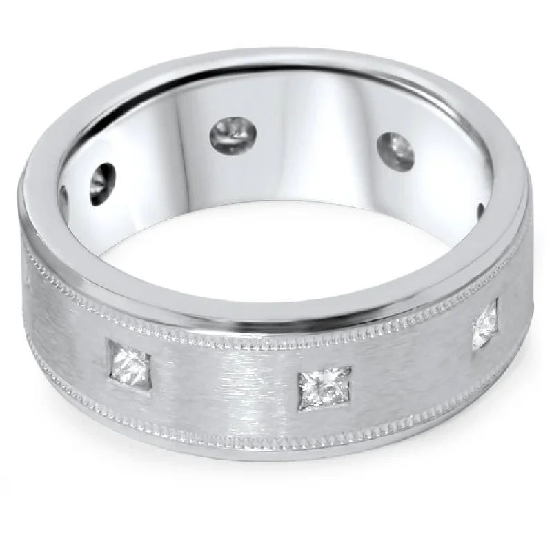 Custom - Engraved Titanium Wedding Bands with Personalized Messages for a One - of - a - Kind and Sentimental Piece3/4ct Princess Cut Diamond Comfort Fit Wedding Ring White Gold