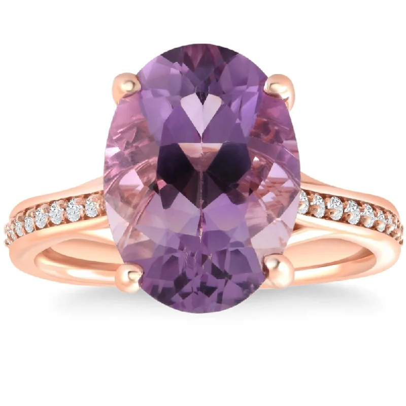 18K White Gold Classic Round - Cut Diamond Wedding Bands for a Timeless and Elegant Look4 1/5Ct TW Amethyst & Diamond Ring in White, Yellow, or Rose Gold