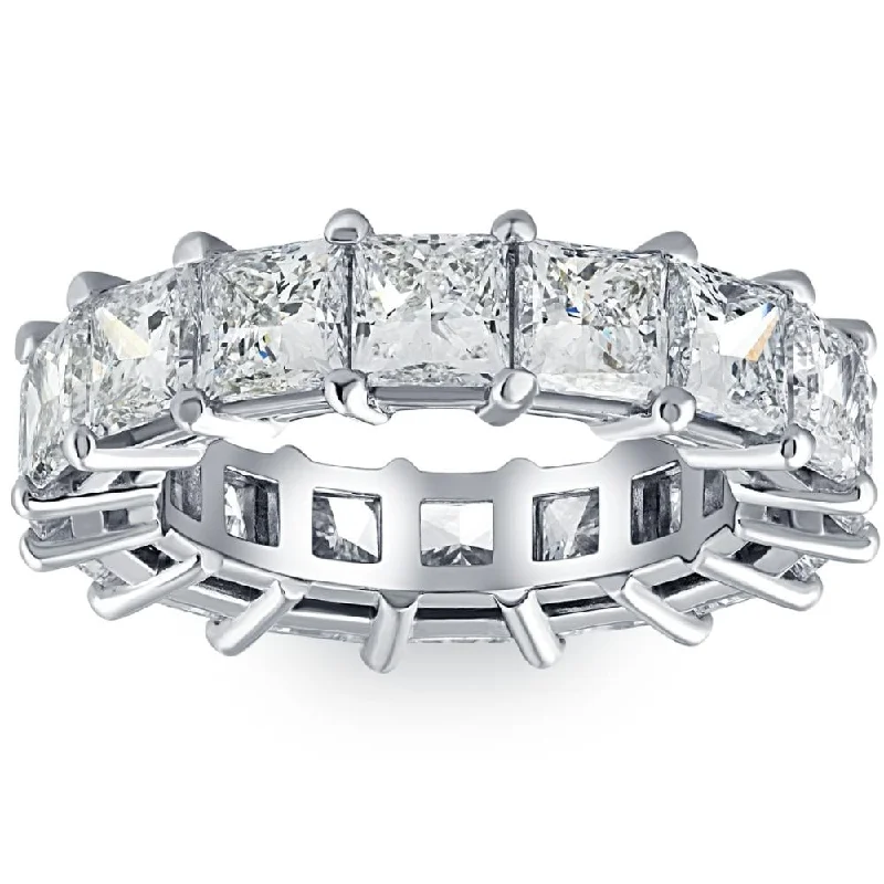 Laser - Etched Floral Design Wedding Bands in Palladium for a Delicate and Intricate Look8 Ct Princess Cut Diamond Eternity Ring White, Yellow, or Rose Gold Lab Grown