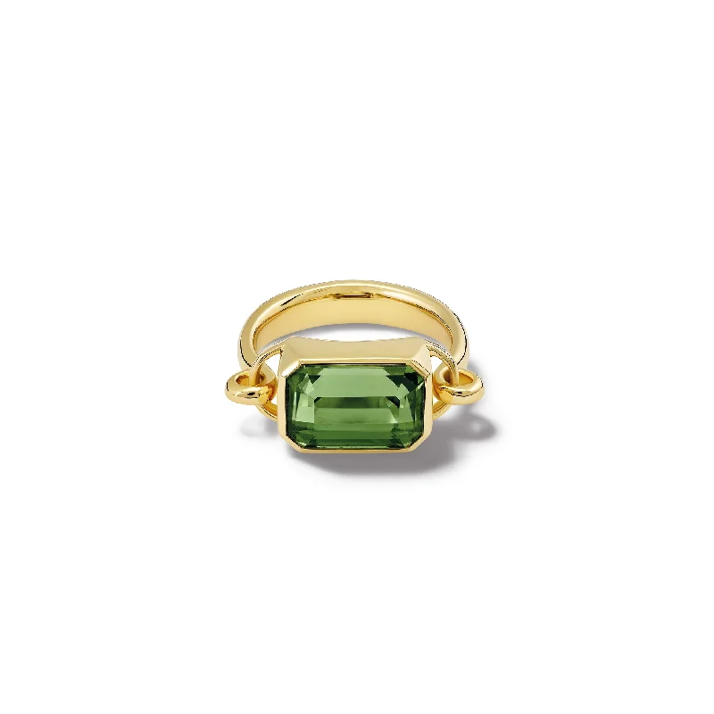 Engagement Rings with Amethyst and Diamond Accents in a Contemporary SettingBaguette Ring 18ct Yellow Gold - Green Tourmaline