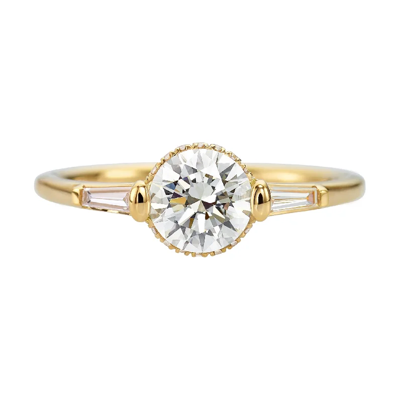 Marquise Cut Engagement Rings with a Channel - Set Diamond BandBrilliant Cut Engagement Ring with a Pave Diamond Halo