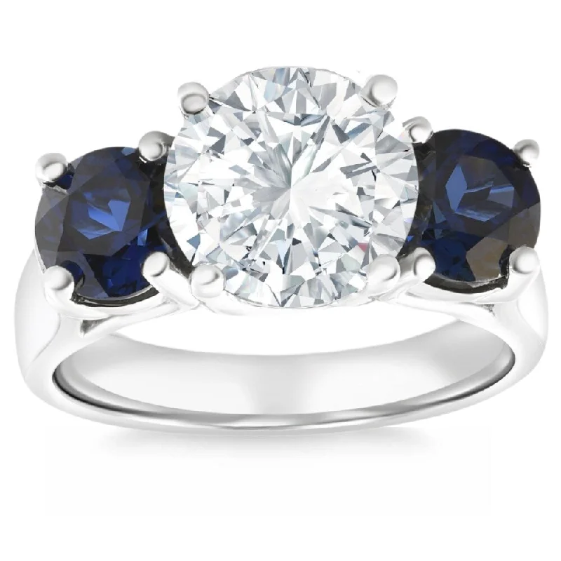 Art Deco - Inspired Wedding Bands with Geometric Patterns in Platinum for a Retro and Glamorous StyleCertified 4Ct Diamond & Blue Sapphire Engagement Ring Gold Lab Grown