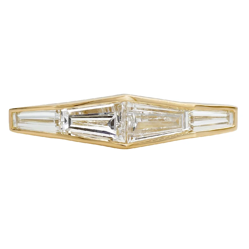 Emerald Cut Engagement Rings with Platinum Gallery and Split Shank DesignDiamond Engagement Ring with a Tapered Baguette Formation