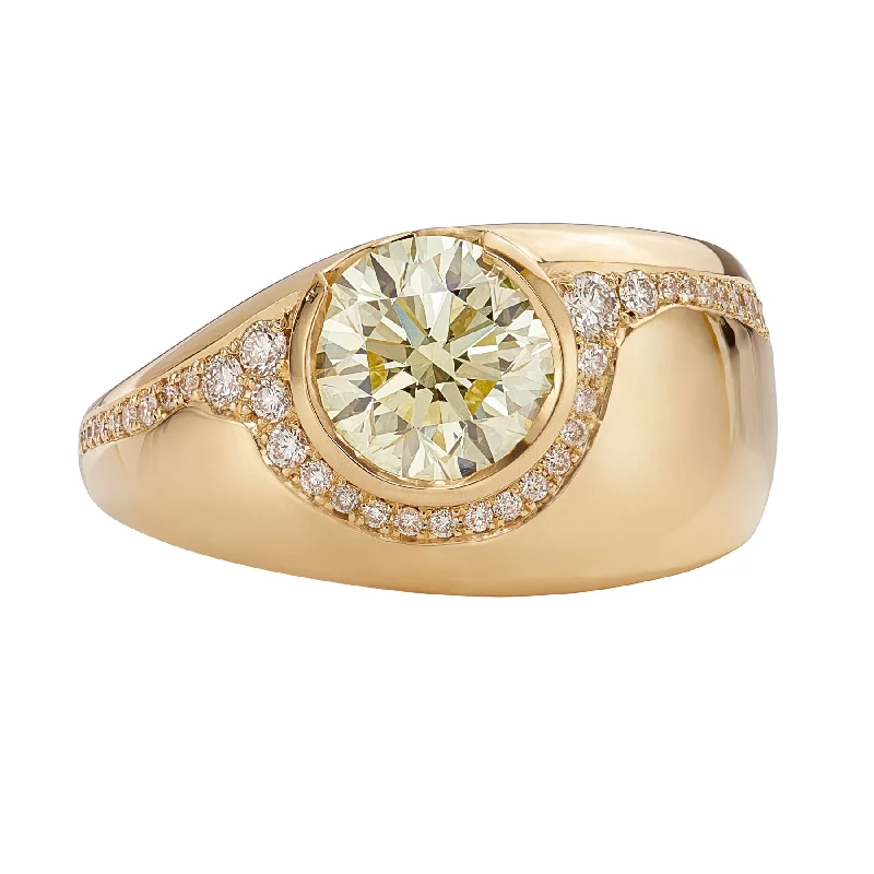 Art Deco Engagement Rings with Geometric Patterns and Baguette - Cut Diamond AccentsFancy Yellow Brilliant Diamond Engagement Ring